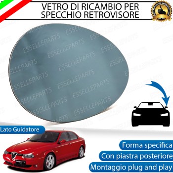 Specchietto Alfa Romeo 156 Pre-Restyling Vetro Specchio Retrovisore Sinistro Termico Guidatore