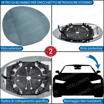 Specchietto Alfa Romeo 156 Pre-Restyling Vetro Specchio Retrovisore Sinistro Termico Guidatore