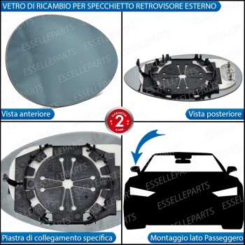 Specchietto Alfa Romeo 156 Pre-Restyling Vetro Specchio Retrovisore Destro Termico Passeggero