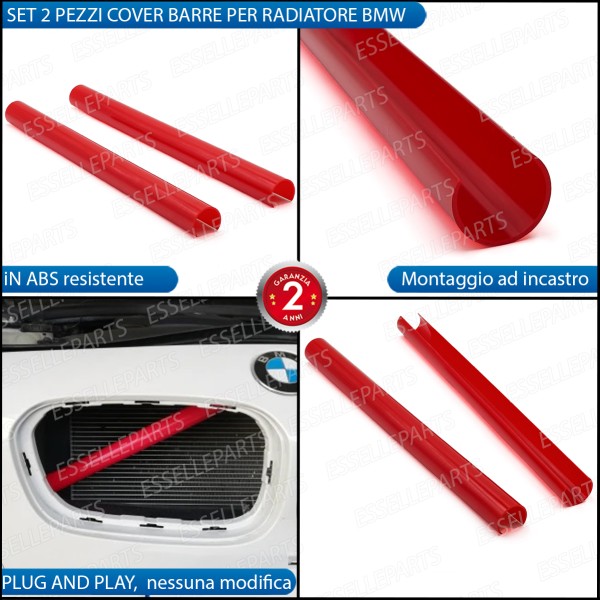 Cover Barre Radiatore Bmw Serie 5 E60 E61 Ad Incastro Rosso Plug And Play