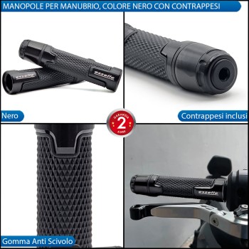 Manopole Manubrio Moto Scooter Nero Antiscivolo Con Contrappesi per Benelli
