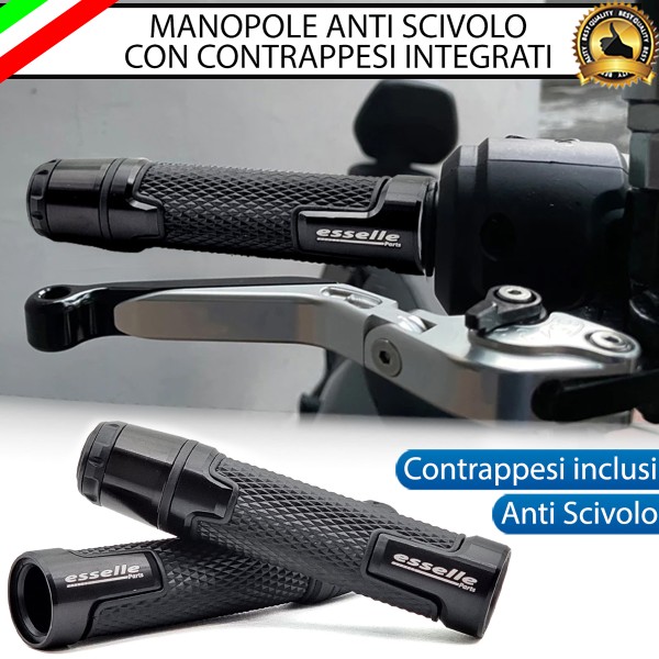 Manopole Manubrio Moto Scooter Nero Antiscivolo Con Contrappesi per Cagiva