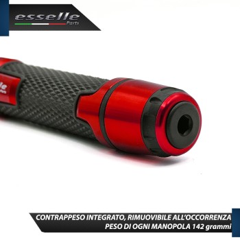 Manopole Manubrio Moto Scooter Rosso Antiscivolo Con Contrappesi per Vespa