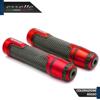 Manopole Manubrio Moto Scooter Rosso Antiscivolo Con Contrappesi per Vespa