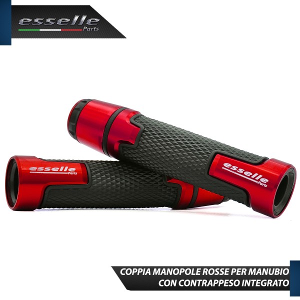 Manopole Manubrio Moto Scooter Rosso Antiscivolo Con Contrappesi per Ducati
