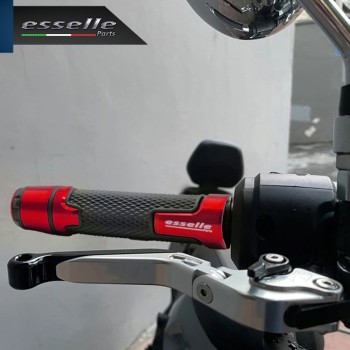 Manopole Manubrio Moto Scooter Rosso Antiscivolo Con Contrappesi per Derbi