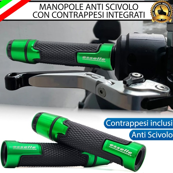 Manopole Manubrio Moto Scooter Verde Antiscivolo Con Contrappesi per Suzuki