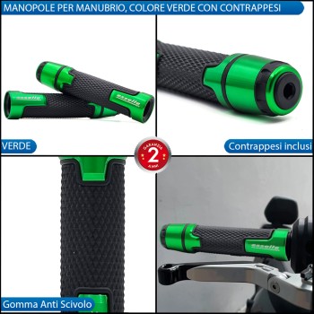 Manopole Manubrio Moto Scooter Verde Antiscivolo Con Contrappesi per Honda Manopole Manubrio Moto Scooter Verde Antiscivolo Con Contrappesi per Honda