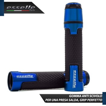 Manopole Manubrio Moto Scooter Blu Antiscivolo Con Contrappesi per Aprilia