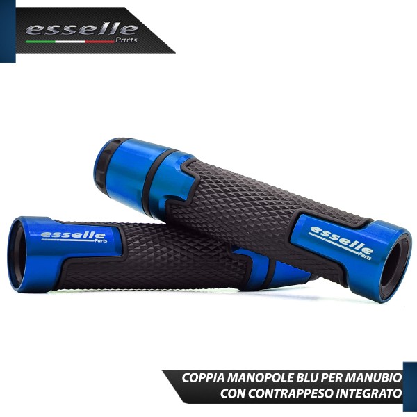 Manopole Manubrio Moto Scooter Blu Antiscivolo Con Contrappesi per Honda