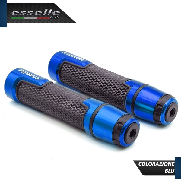 Manopole Manubrio Moto Scooter Blu Antiscivolo Con Contrappesi per Suzuki