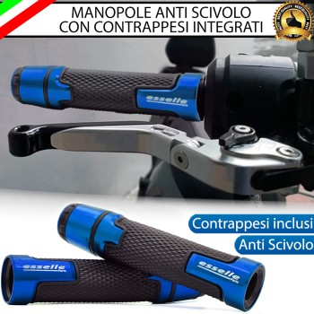 Manopole Manubrio Moto Scooter Blu Antiscivolo Con Contrappesi per Vespa