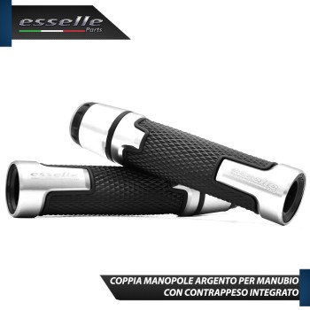 Manopole Manubrio Moto Scooter Argento Antiscivolo Con Contrappesi per Ktm