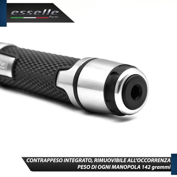 Manopole Manubrio Moto Scooter Argento Antiscivolo Con Contrappesi per Moto Guzzi