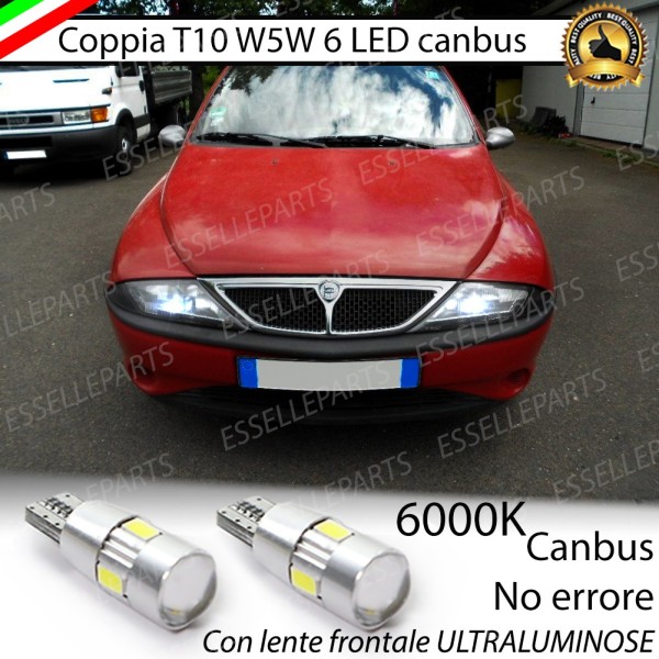 Coppia Lampade T10 W5W LED canbus con lente frontale per luci di posizione per Lancia Y