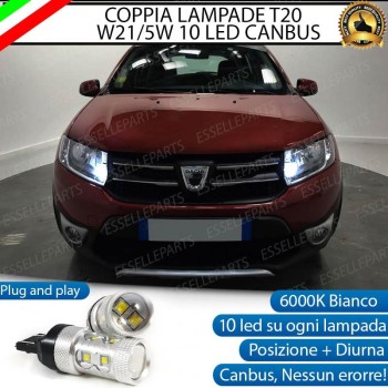 Coppia Luci di Posizione / Diurne 10 LED T20 Dacia Sandero 2 con parabola singola