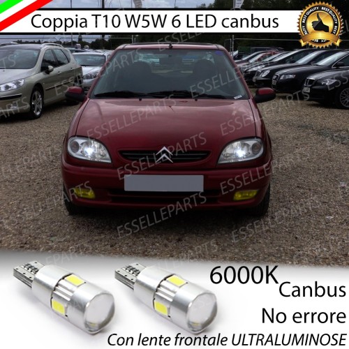 Lampade T10 W5W Canbus 6 LED no error luci posizione Citroen Saxo
