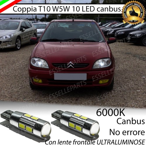 Lampade T10 W5W Canbus 10 LED no error luci posizione Citroen Saxo
