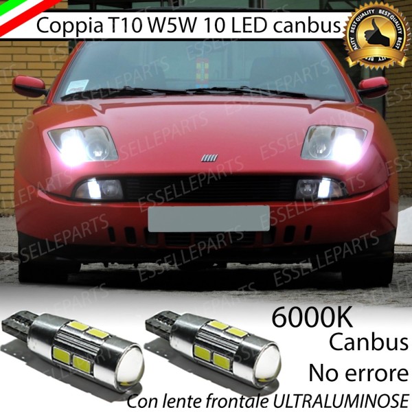 Coppia Lampade T10 W5W LED canbus con lente frontale per luci di posizione per Fiat Coupe