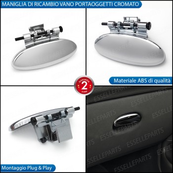 Maniglia vano portaoggetti per Peugeot 206 Plus Ricambio Cromato Maniglia vano portaoggetti per Peugeot 206 Plus Ricambio Cromato