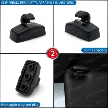 Clip Aletta Parasole Nero Ricambio per Skoda Octavia 1