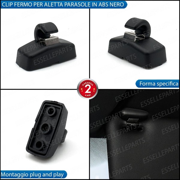Clip Aletta Parasole Nero Ricambio per Seat Ibiza 6L