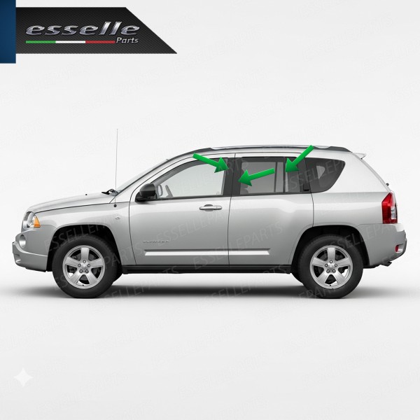 Cover Montanti Nero Lucido Jeep Compass MK1 Adesive