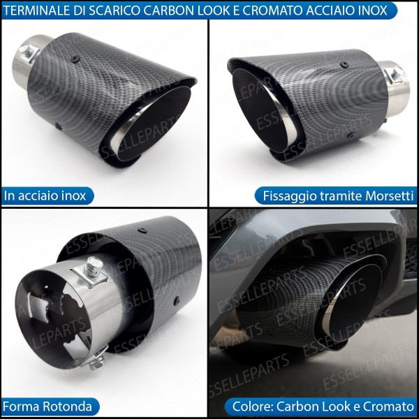 Terminale di Scarico per Honda Civic 6G Carbon e Cromato