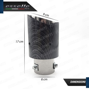 Terminale di Scarico per Mazda 2 MK2 Carbon e Cromato