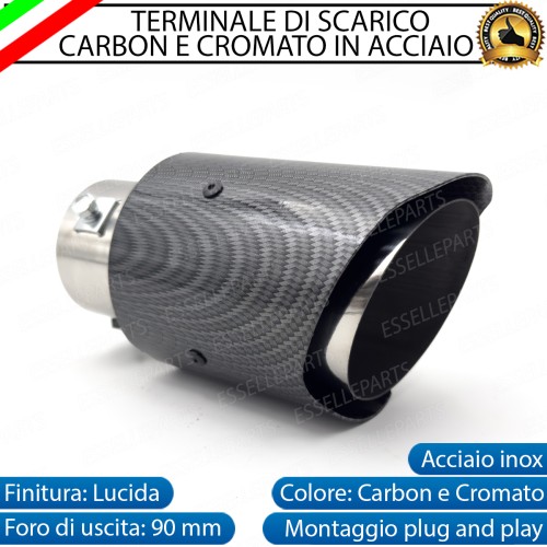 Terminale di Scarico rotondo Carbon e Cromato Diametro 90 mm