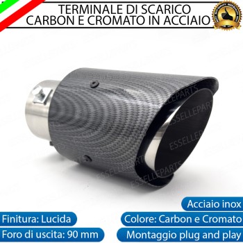 Terminale di Scarico rotondo Carbon e Cromato Diametro 90 mm