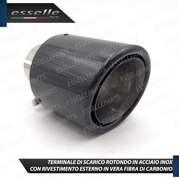 Terminale di Scarico in Vera Fibra di Carbonio IN 60-63mm OUT 100mm