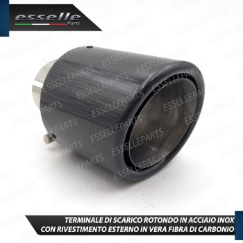Terminale di Scarico in Vera Fibra di Carbonio IN 60-63mm OUT 100mm