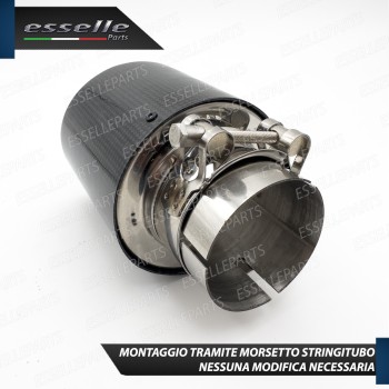 Terminale di Scarico in Vera Fibra di Carbonio IN 60-63mm OUT 100mm