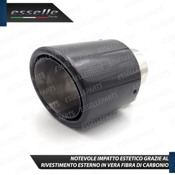 Terminale di Scarico in Vera Fibra di Carbonio IN 60-63mm OUT 100mm