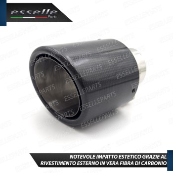 Terminale di Scarico in Vera Fibra di Carbonio IN 60-63mm OUT 100mm