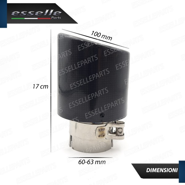 Terminale di Scarico in Vera Fibra di Carbonio IN 60-63mm OUT 100mm