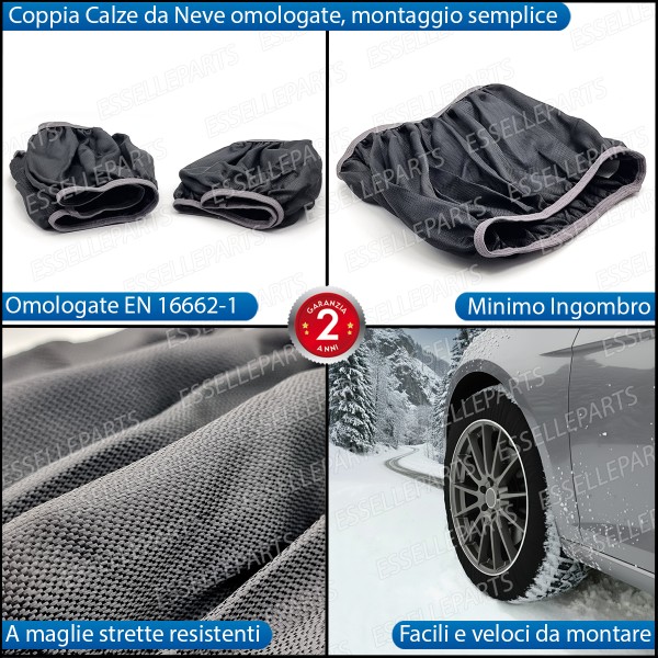 Calze da Neve Omologate per Auto Dimensione 165/60 R13