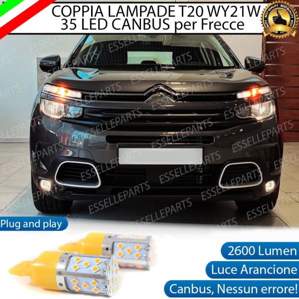 Coppia Lampade T20 WY21W 35 LED CANBUS PER FRECCE DIREZIONALI Anteriori PER CITROEN C5 AIRCROSS