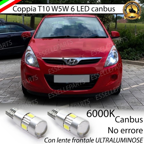 Coppia Lampade T10 W5W LED canbus con lente frontale per luci di posizione per Hyundai I20 I