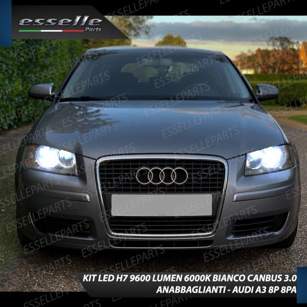 Kit Full LED H7 9600 Lumen 6000K bianco Anabbaglianti AUDI A3 8P PRE-RESTYLING