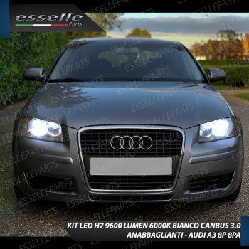 Kit Full LED H7 9600 Lumen 6000K bianco Anabbaglianti AUDI A3 8P PRE-RESTYLING