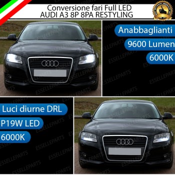 Conversione Fari Full LED 6000K bianco Audi A3 8P Restyling