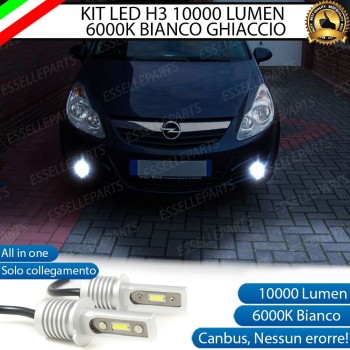 Kit Full LED H3 10000 Lumen 6000K bianco Fendinebbia OPEL CORSA D Fino al 2010 Kit Full LED H3 10000 Lumen 6000K bianco Fendinebbia OPEL CORSA D Fino al 2010