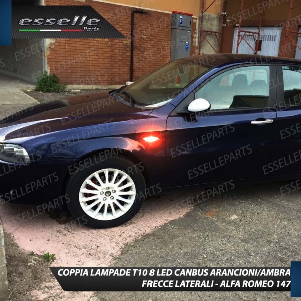 Coppia Lampade T10 W5W 8 LED per Frecce Laterali Alfa Romeo 147 Restyling