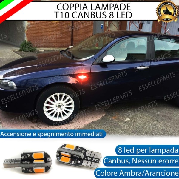 Coppia Lampade T10 W5W 8 LED per Frecce Laterali Alfa Romeo 147 Restyling