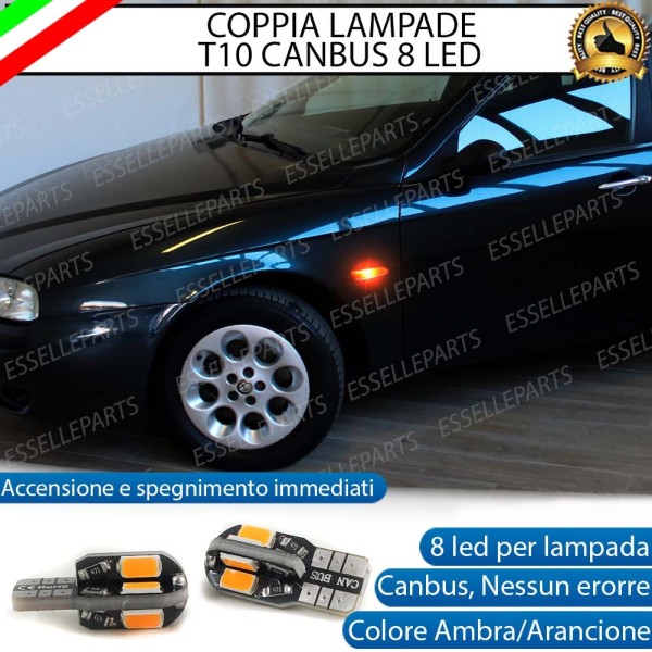 Coppia Lampade T10 W5W 8 LED per Frecce Laterali Alfa Romeo 166