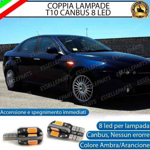Coppia Lampade T10 W5W 8 LED per Frecce Laterali Alfa Romeo Brera