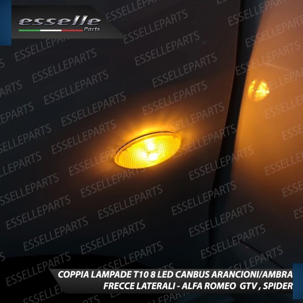 Coppia Lampade T10 W5W 8 LED per Frecce Laterali Alfa Romeo GTV