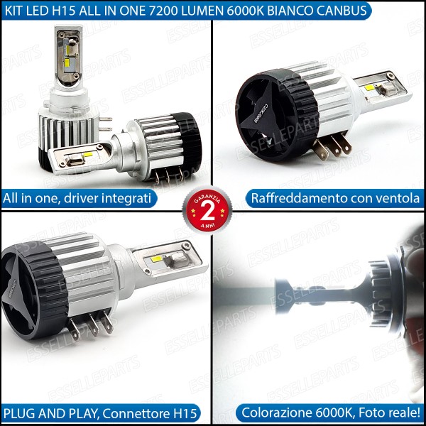 Kit Full LED H15 Audi A5 8T Fino al 2011 7200 Lumen 6000K